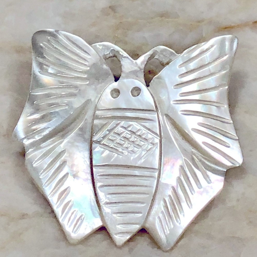 Mother of pearl butterfly brooch vintage